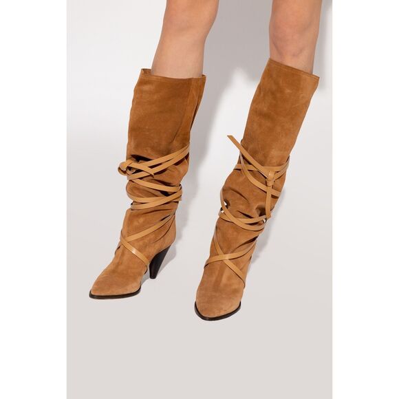 EUC Isabel Marant Lophie Lace Up Suede Point-Toe Boots in Terracotta Size 36 (6) - Picture 1 of 16